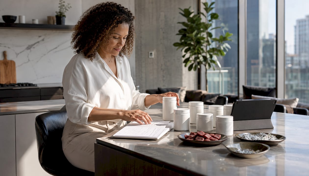Nutritionist comparing marine and bovine collagen supplements