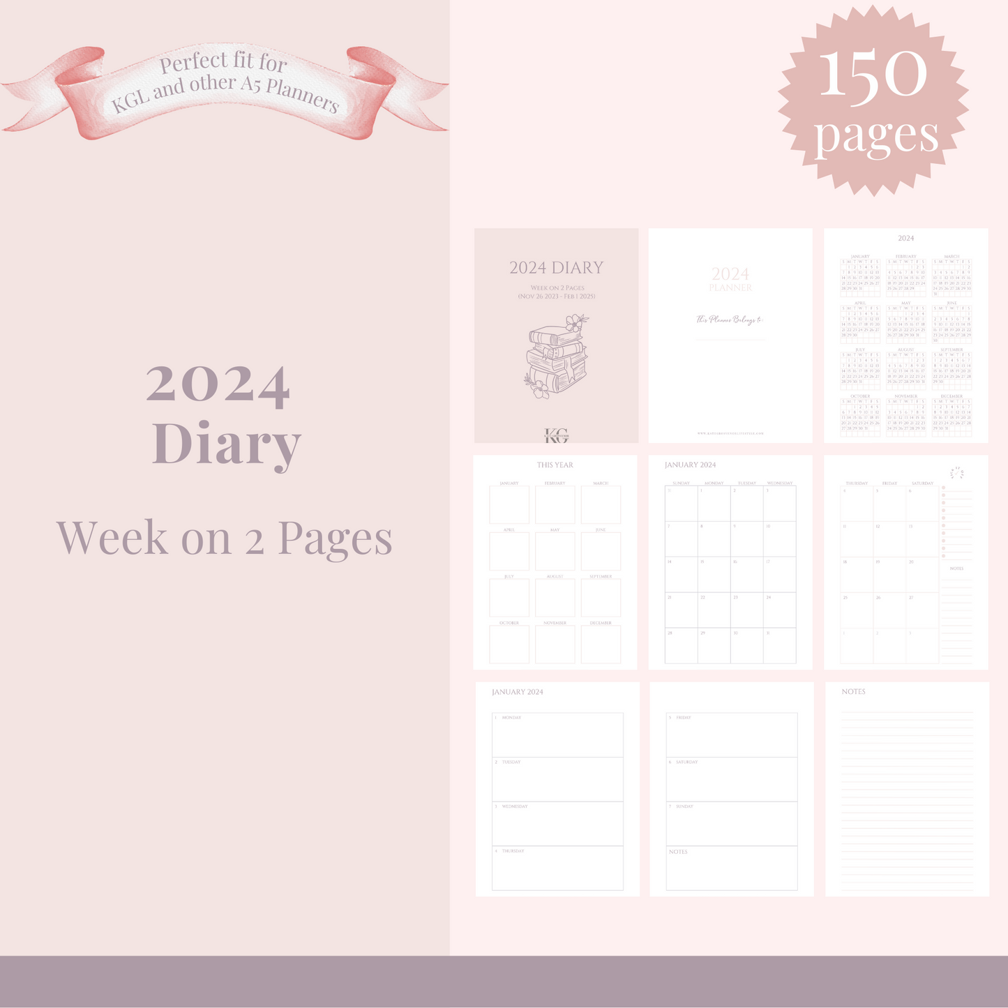2024 Diary Week on 2 Pages