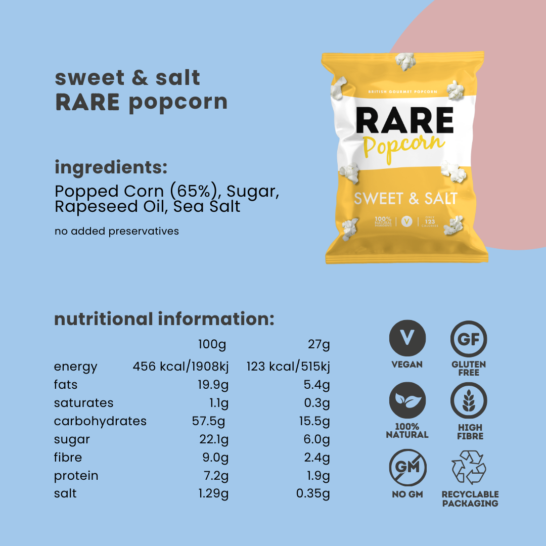 RARE Sweet & Salt Popcorn (Vegan, Natural)