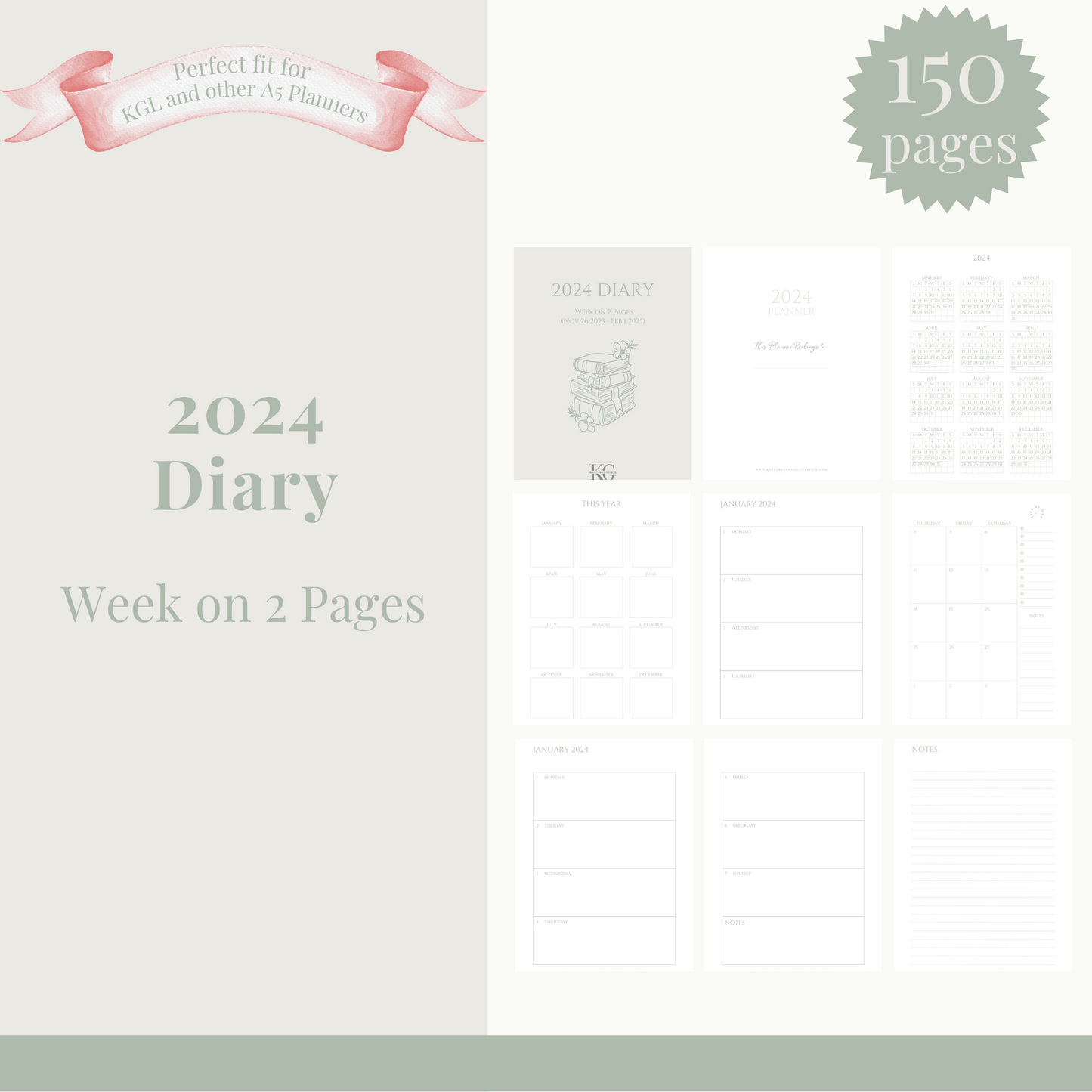 2024 Diary Week on 2 Pages