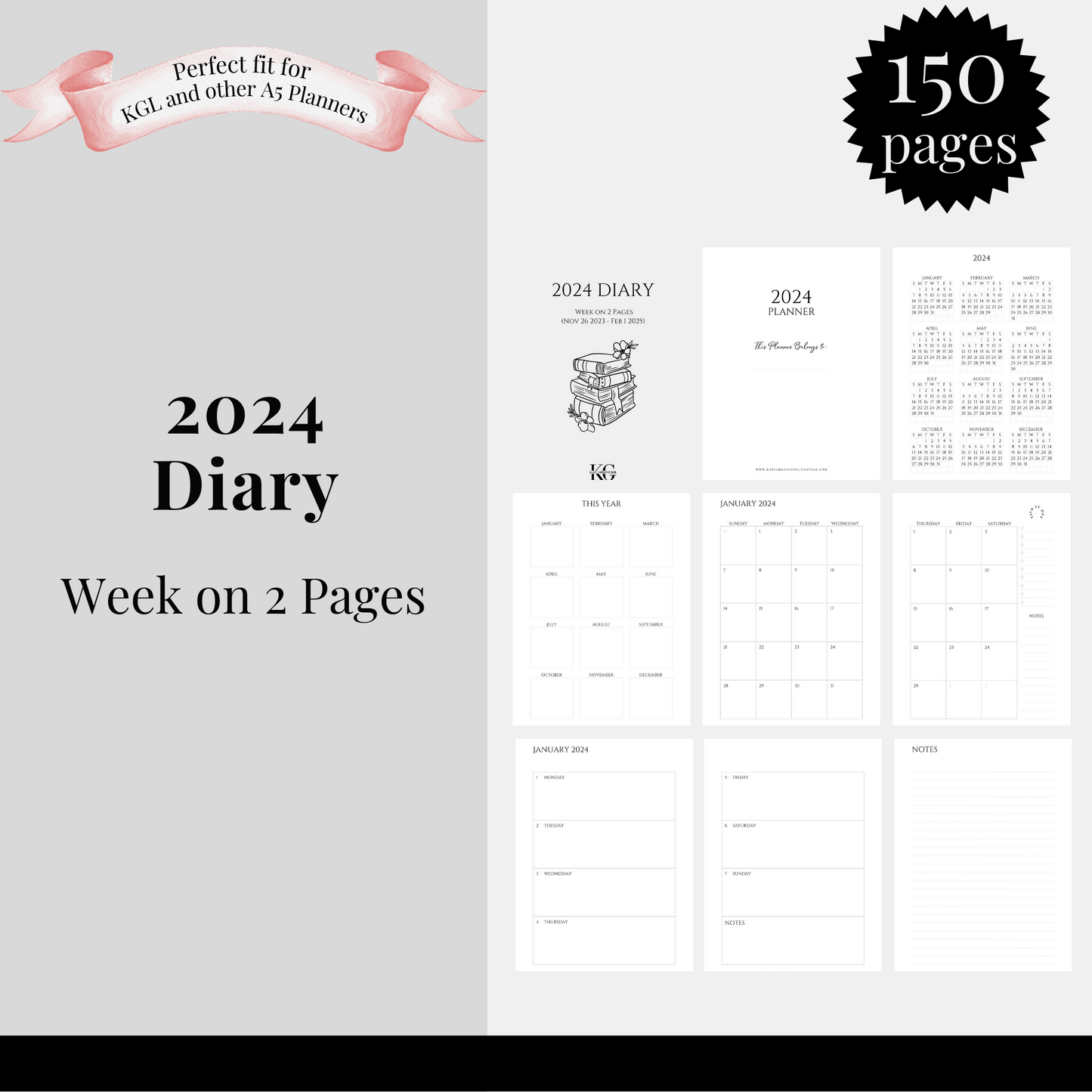 2024 Diary Week on 2 Pages