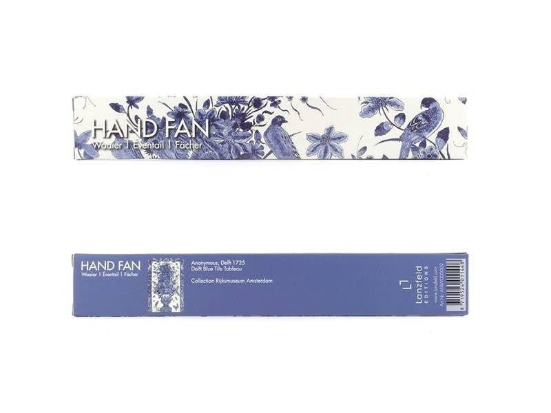 Delft Blue Bird Bamboo Hand Fan