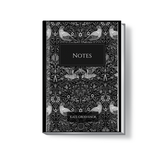Black & White William Morris Birds Notebook