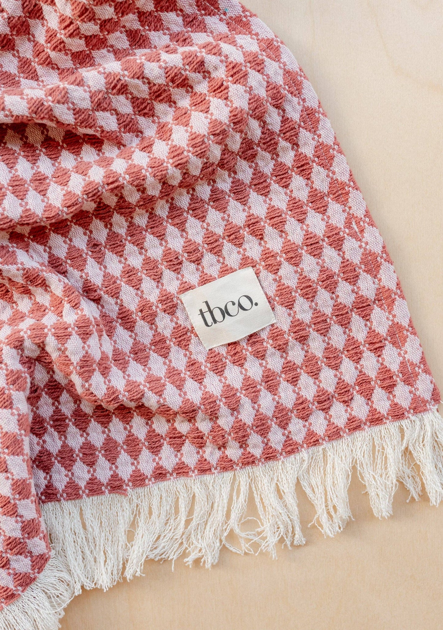 NEW! Cotton Throw in Pink Argyle