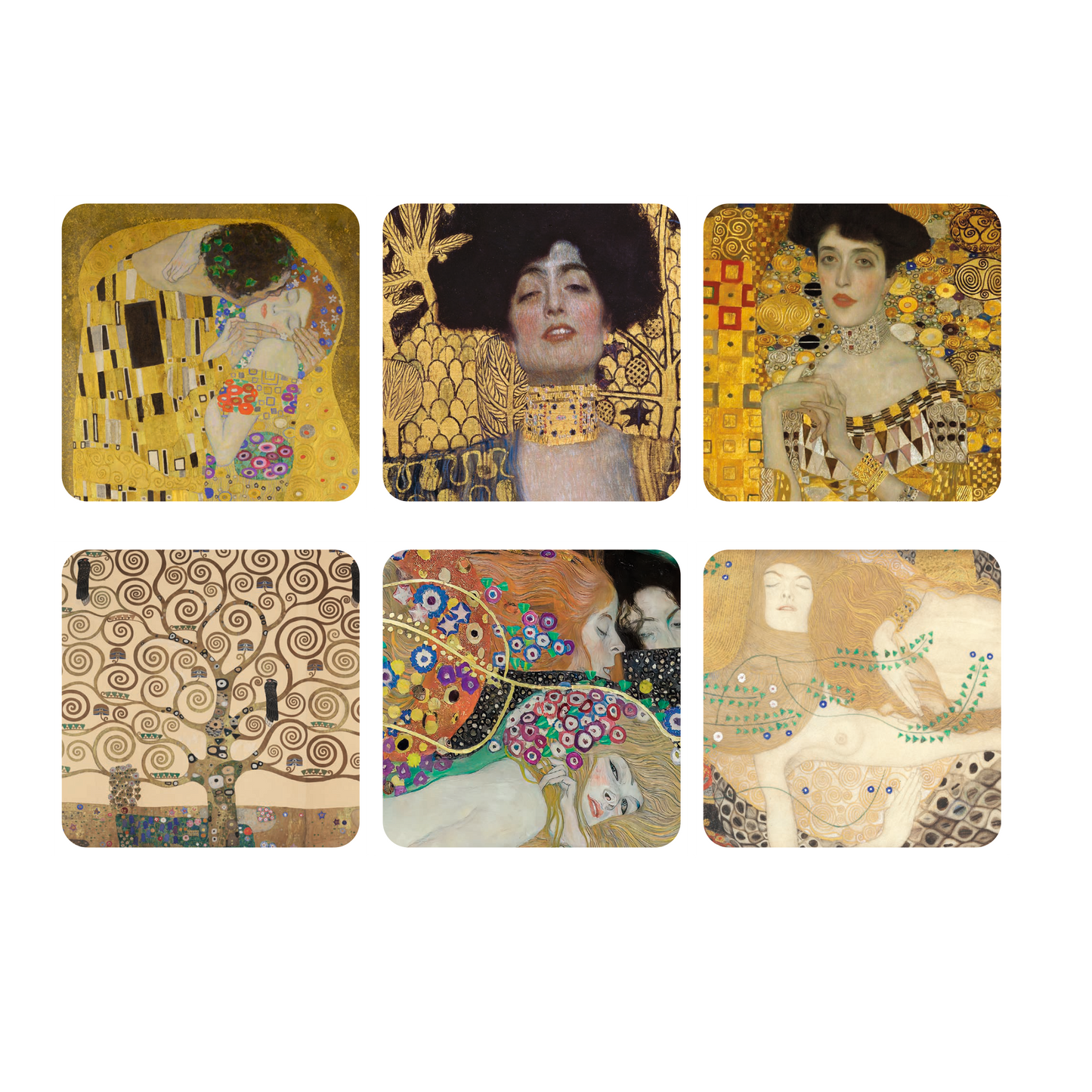 Coasters, set of 6, Masterpieces by Gustav Klimt