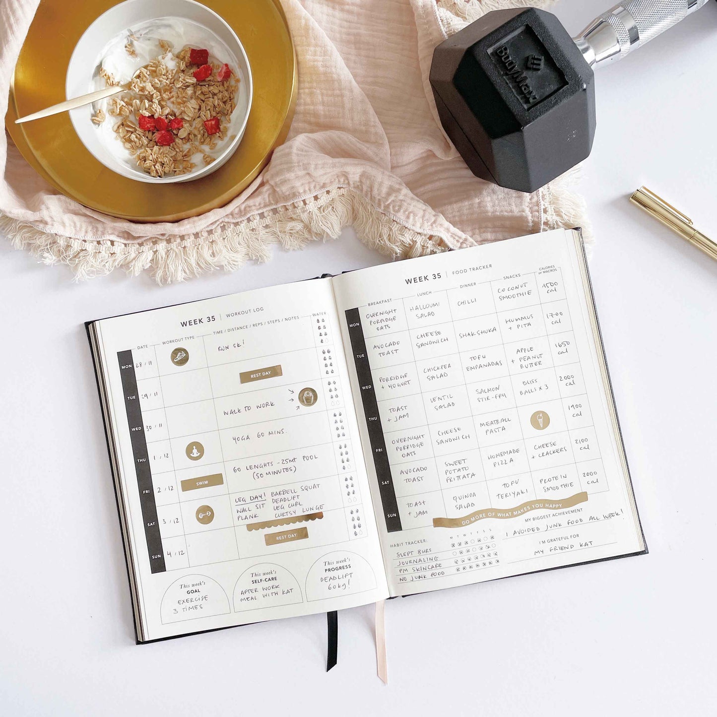 My Daily Fitness planner - Workout and Meal Planner (Black)