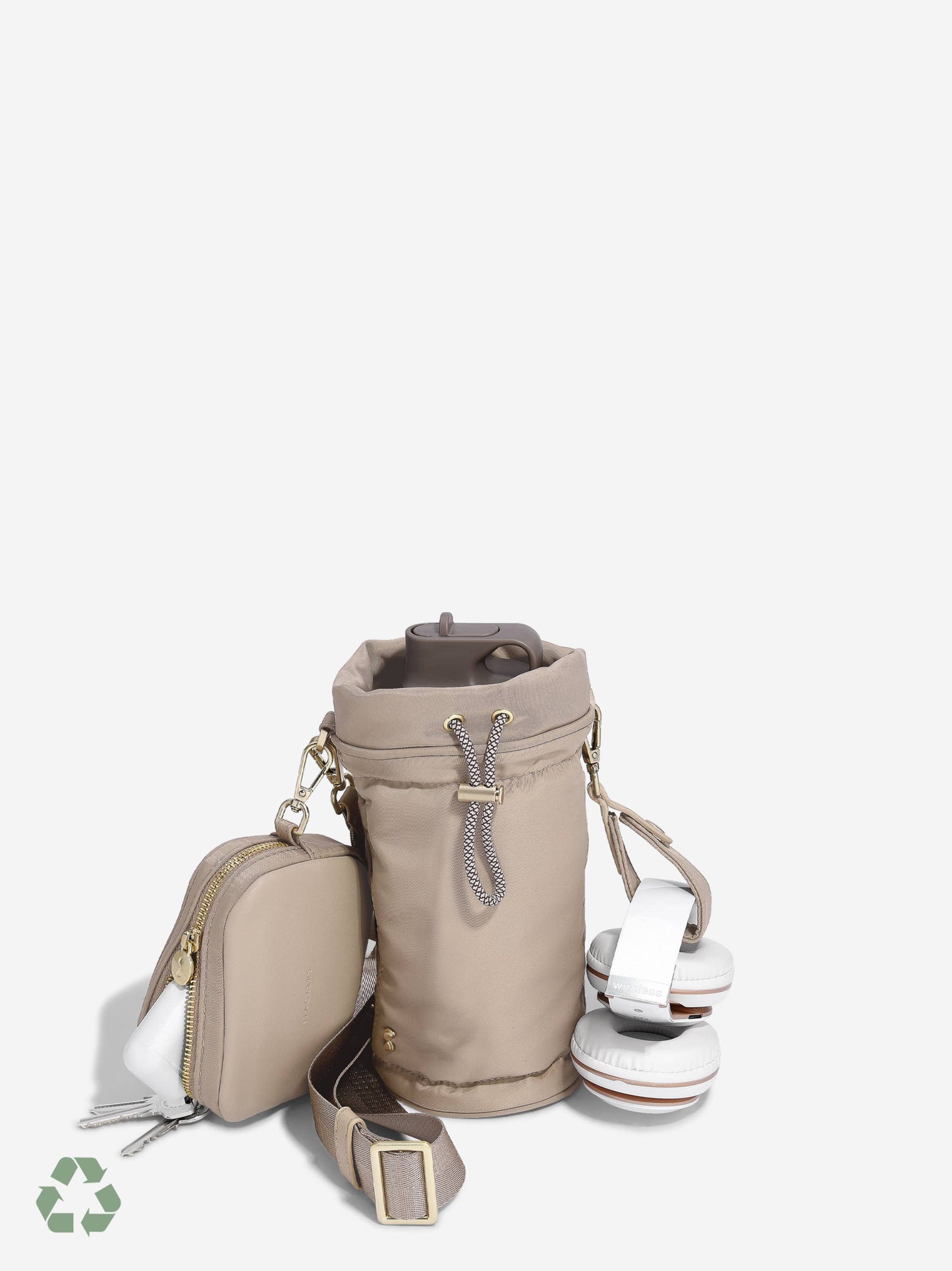 Mushroom Recycled Nylon Bottle Bag