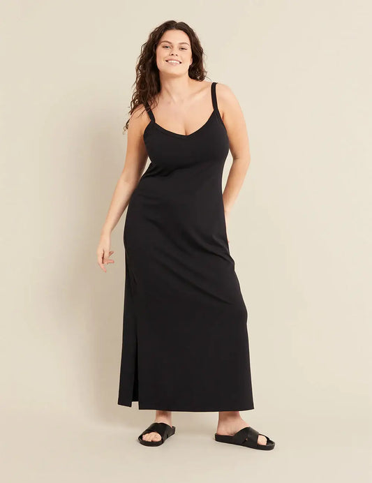 Women's V-Neck Slip Dress: Black