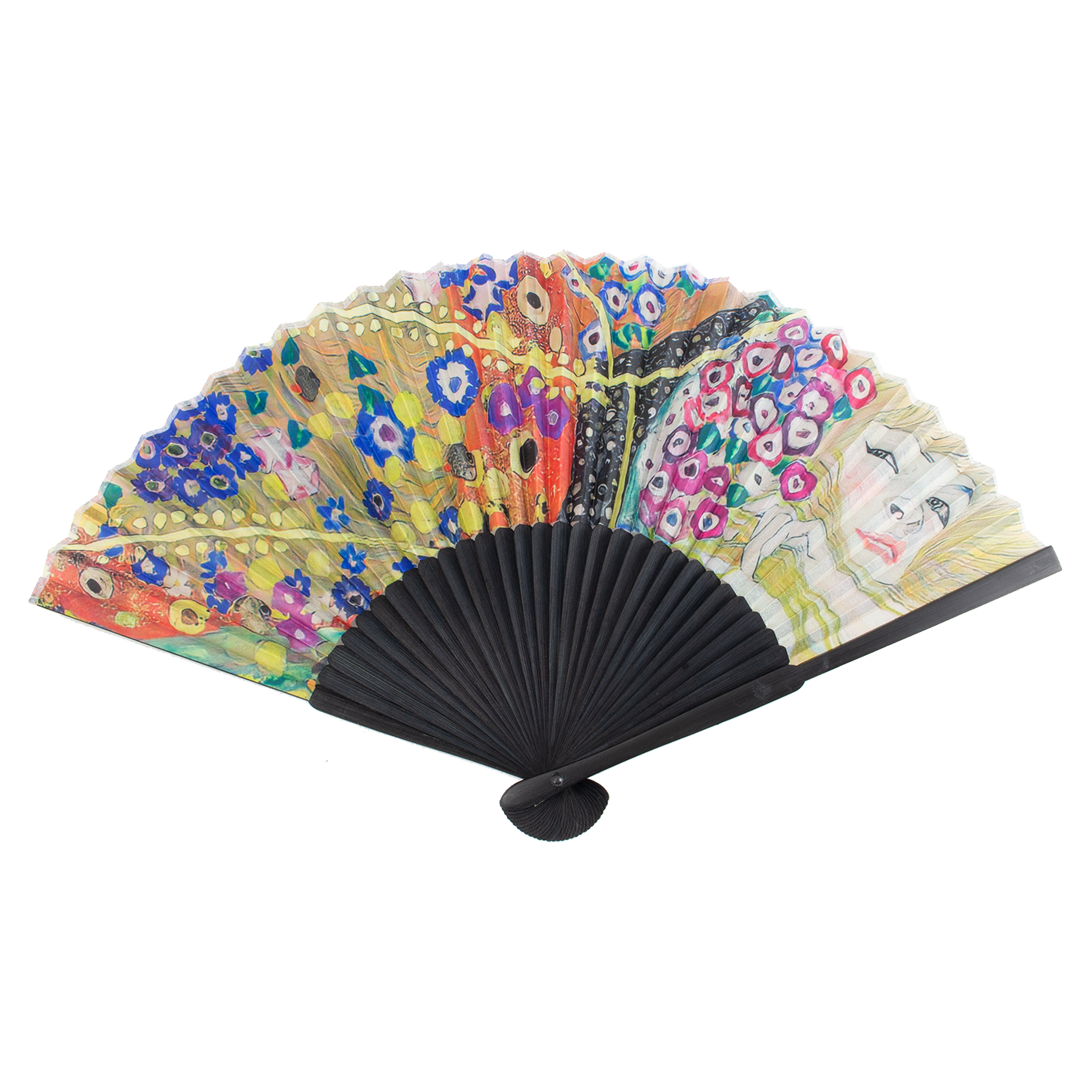 Serpents 2 by Gustav Klimt, Bamboo Hand Fan