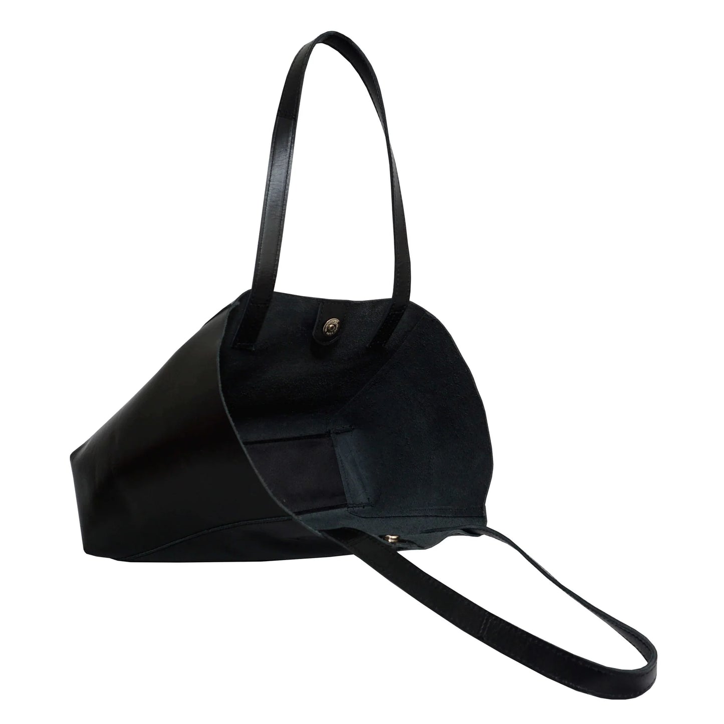 'ADELA' Smooth Real Leather Unlined Designer Tote Bag in Black