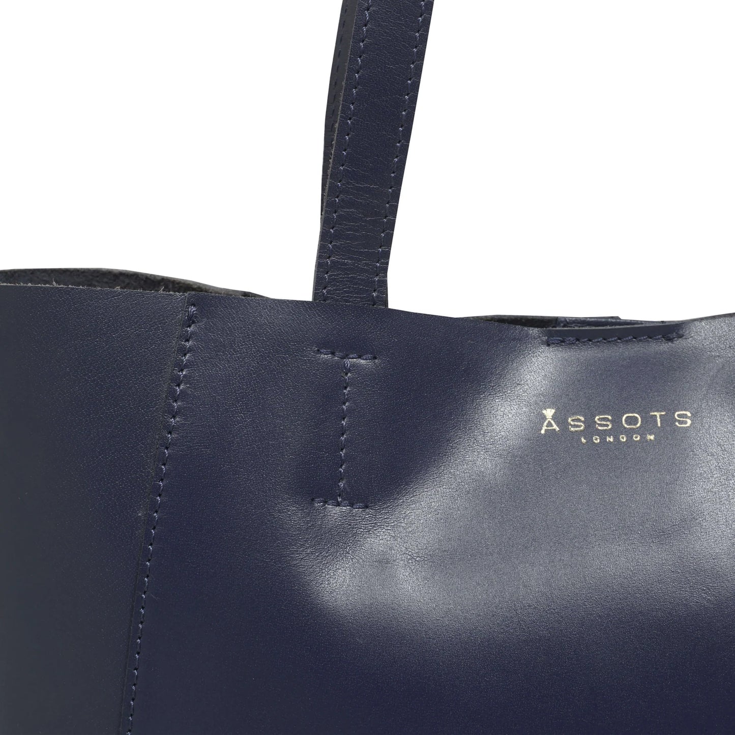 'ADELA' Smooth Real Leather Unlined Designer Tote Bag in Navy