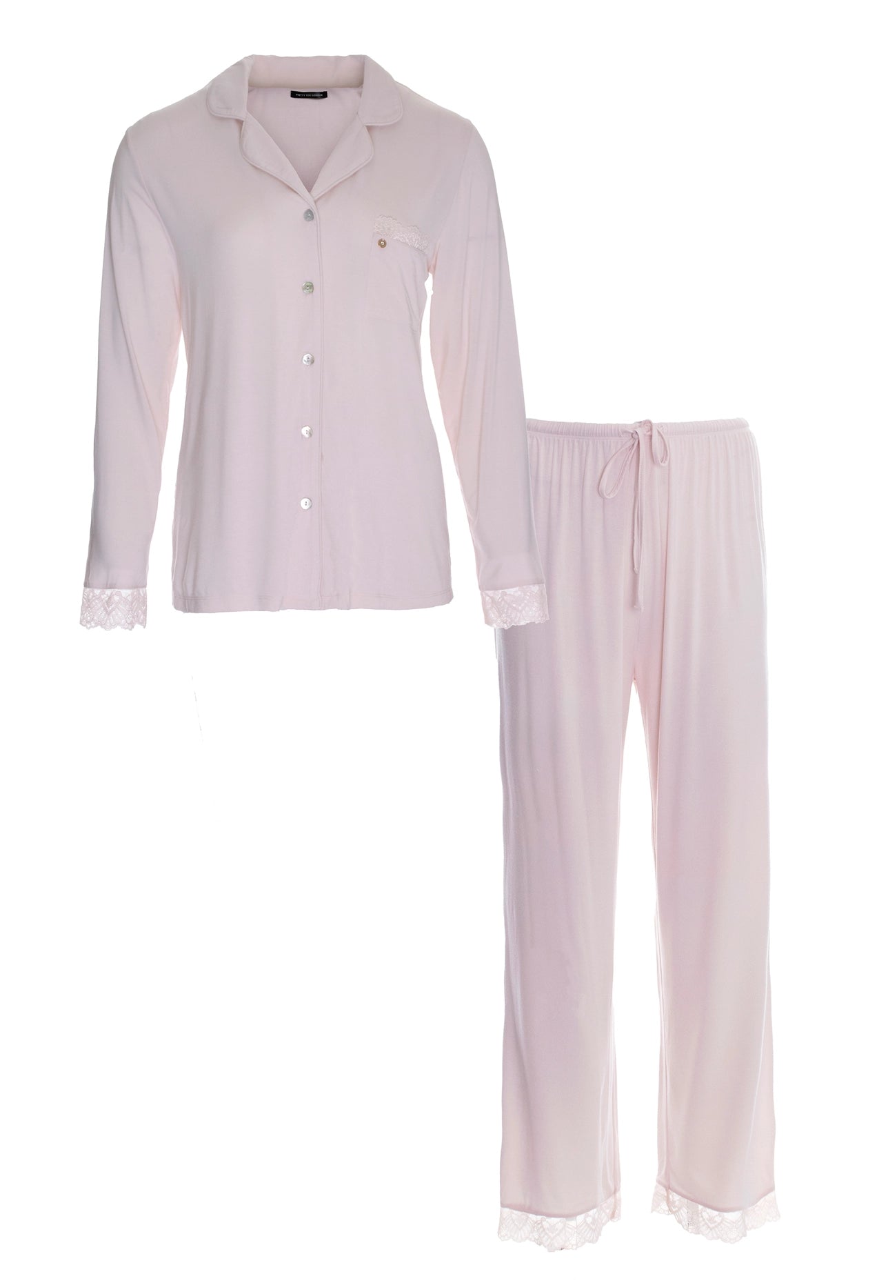 Bamboo Lace Pyjama Set In Powder Puff