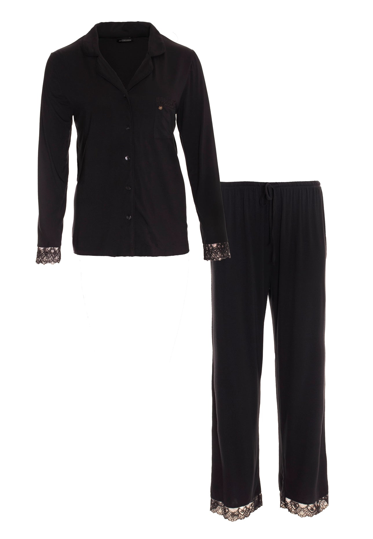 Bamboo Lace Pyjama Set In Raven