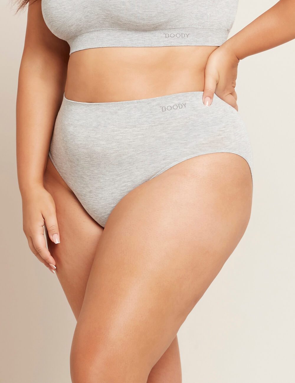 Organic Bamboo Full Brief Light Grey Marl