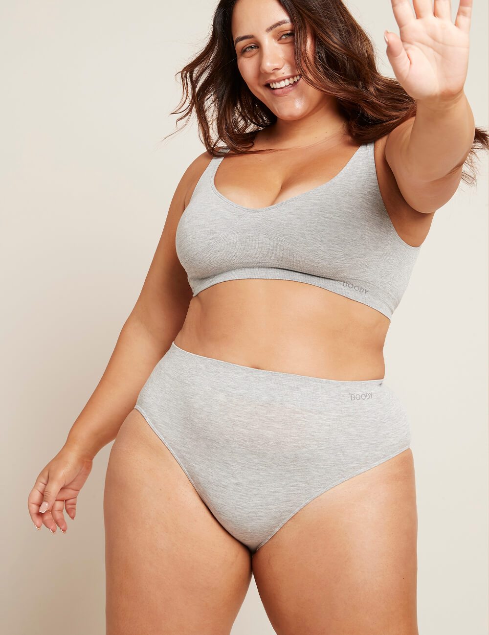 Organic Bamboo Full Brief Light Grey Marl