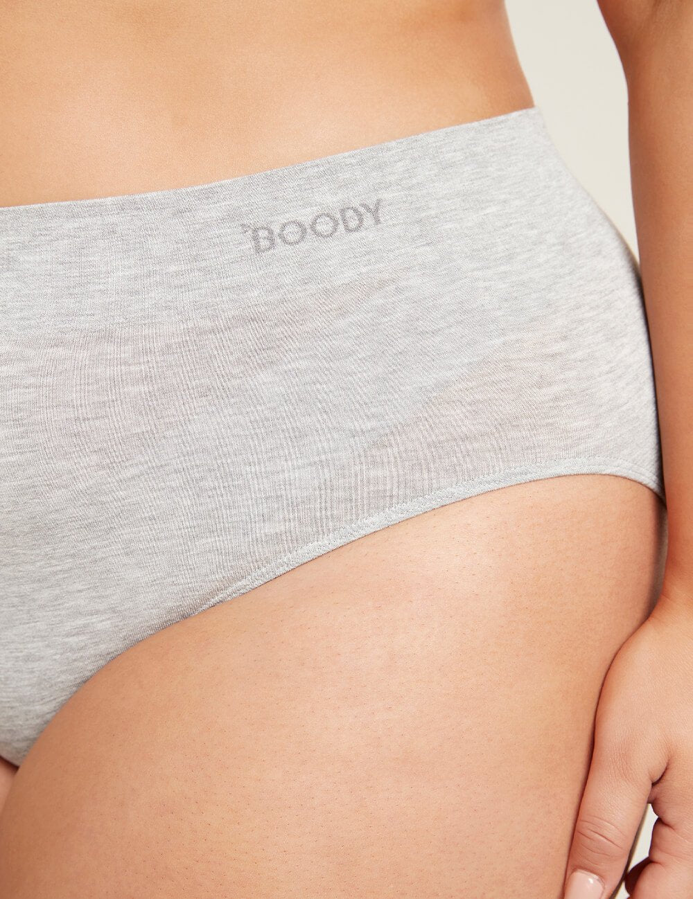 Organic Bamboo Full Brief Light Grey Marl