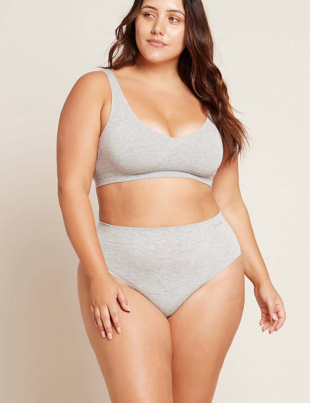 Organic Bamboo Full Brief Light Grey Marl