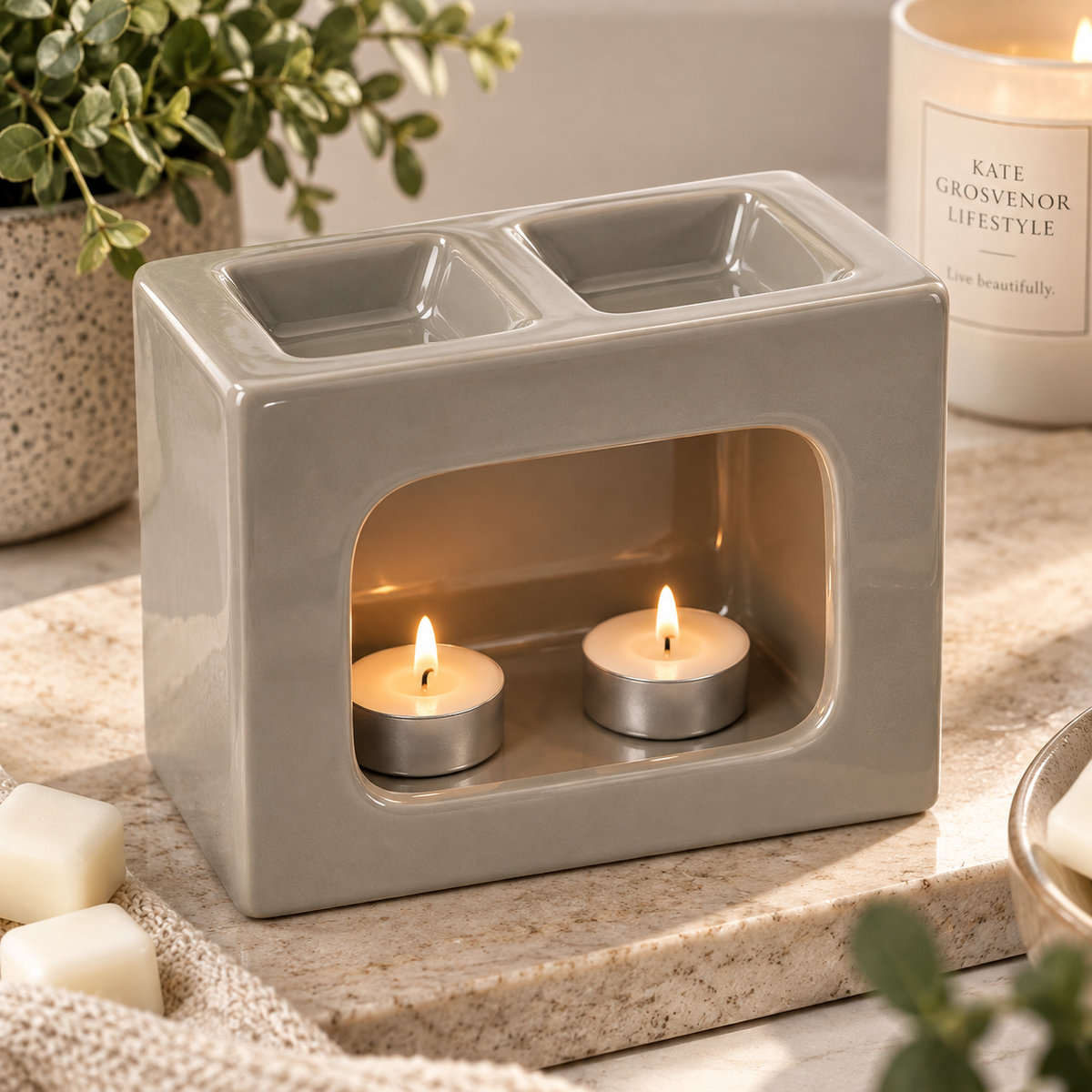 Talin Deluxe Ceramic Wax Warmer/Burner in Grey