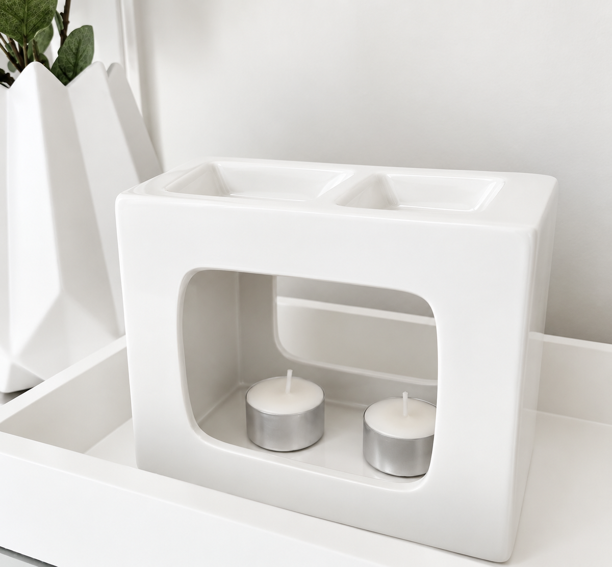 Talin Deluxe Ceramic Wax Warmer/Burner in White