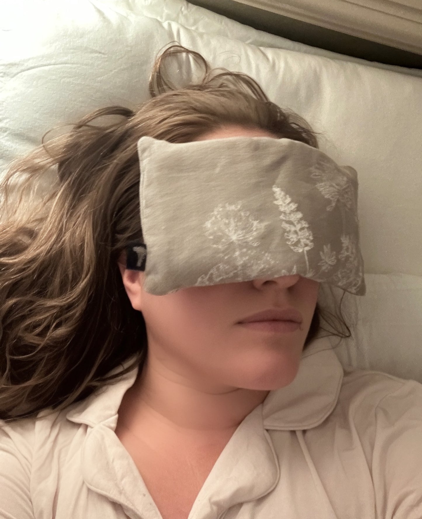 Linen Eye Pillow Filled With Wheat & Lavender, Floral Design