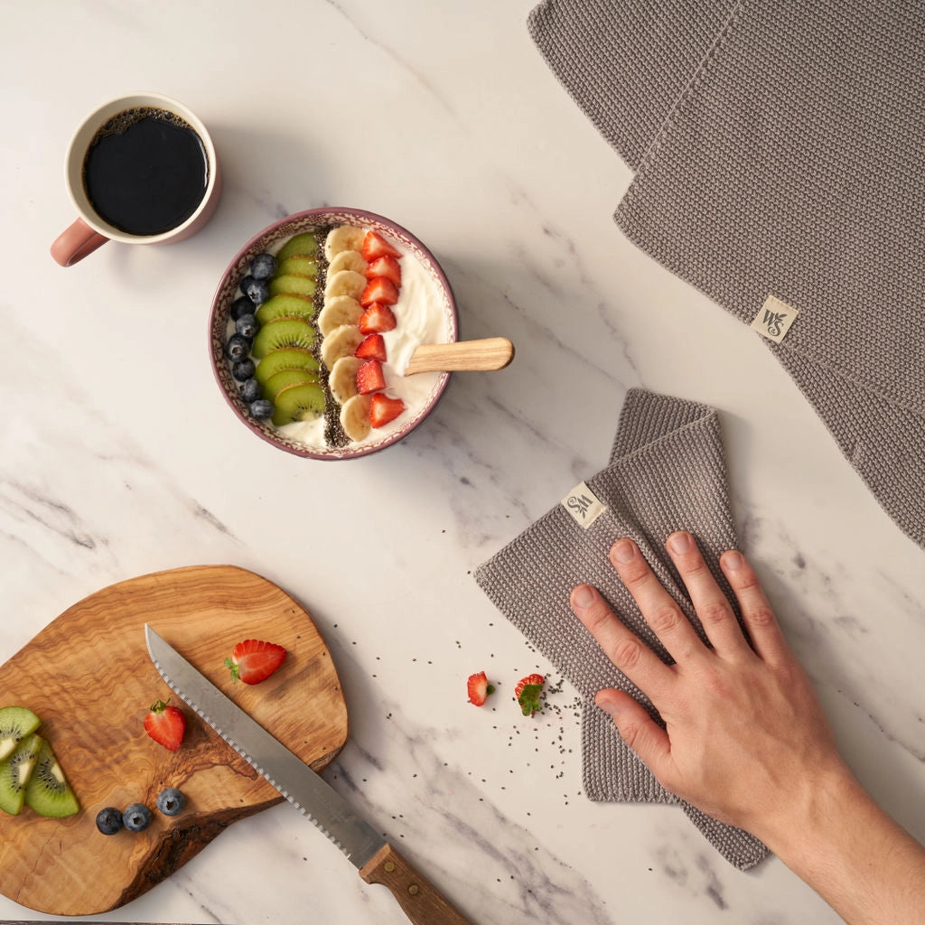 Dish Cloths - 100% Organic Cotton - Dove Grey
