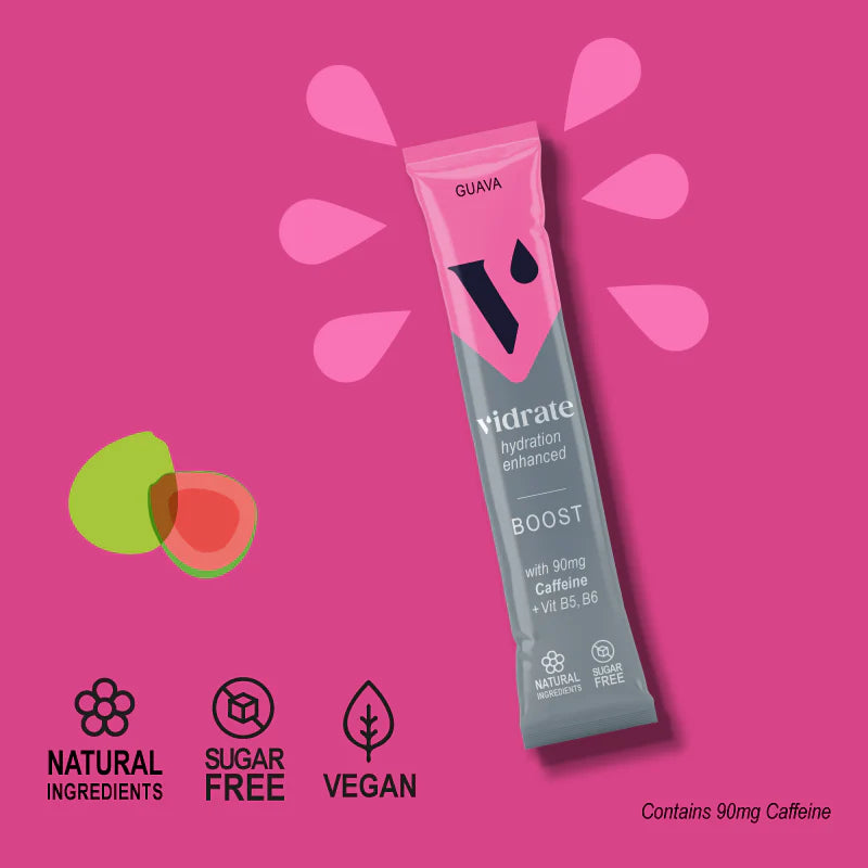 **NEW FLAVOUR** Guava Boost 90mg Caffeine Vidrate Hydrate Sachets