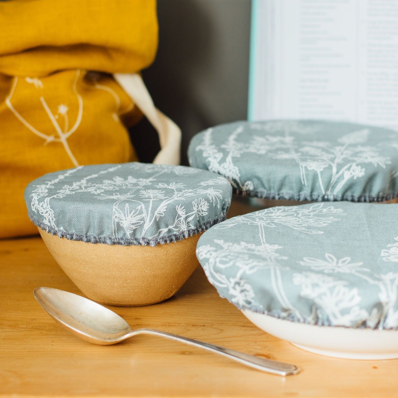 Garden Bowl Covers - Set of Three in Duck Egg Blue