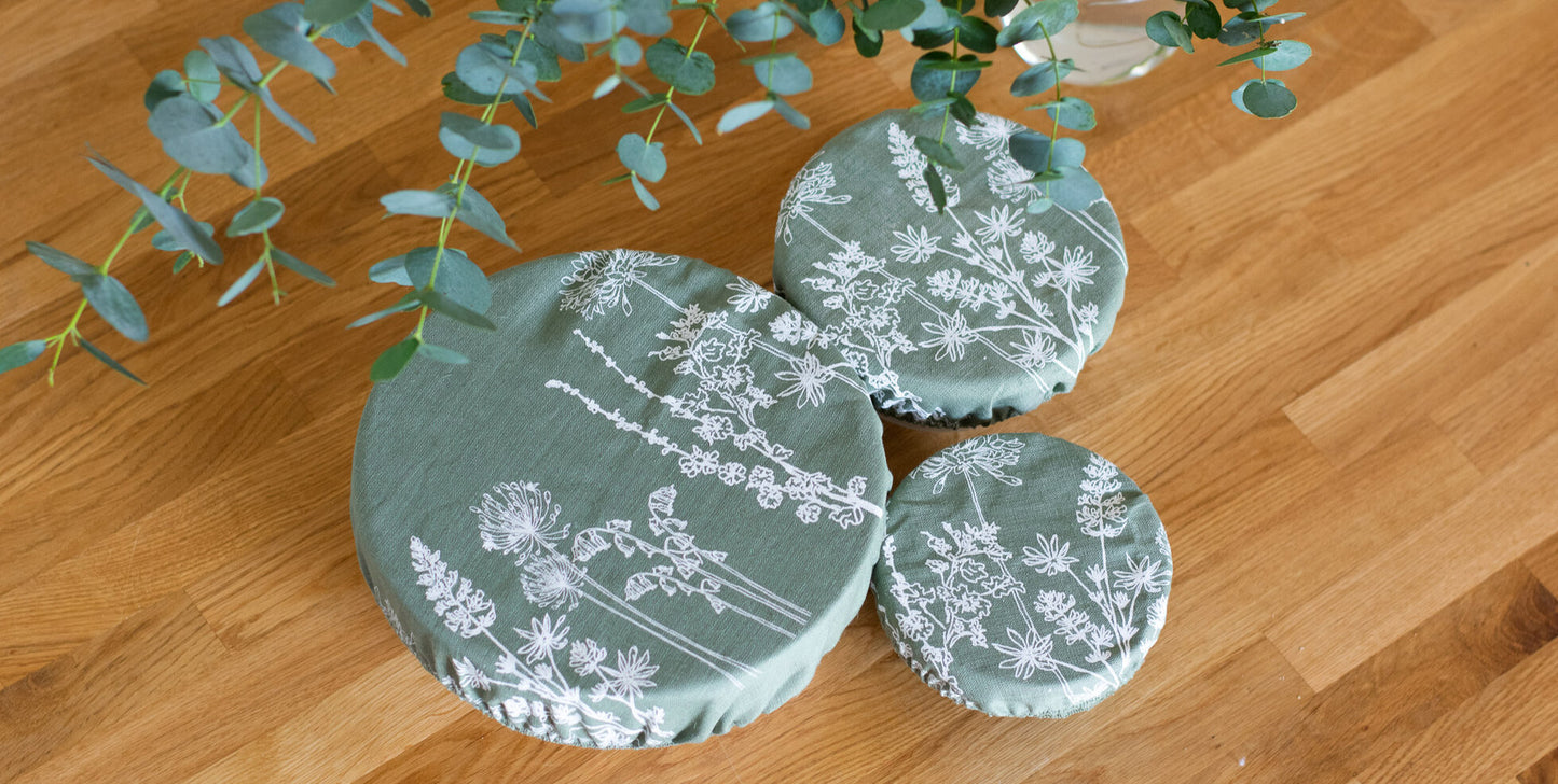 Garden Bowl Covers - Set of Three in Duck Egg Blue