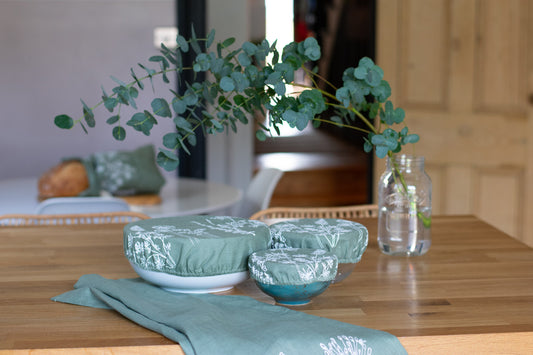 Garden Bowl Covers - Set of Three in Duck Egg Blue