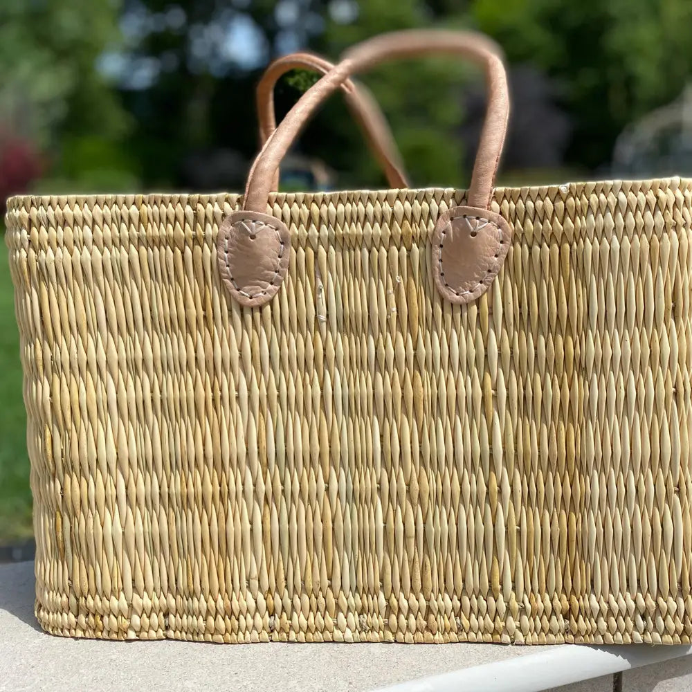 The Nicole Bag: Reed Shopping Basket Bag - Large