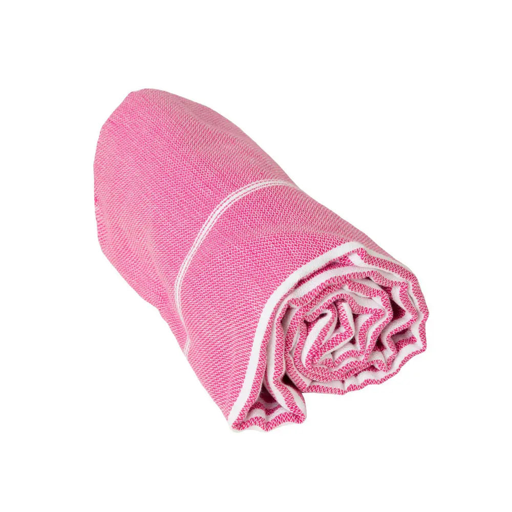 Santorini 100% Cotton Lightweight Hammam Beach Towel in Strawberry Ice Cream Pink