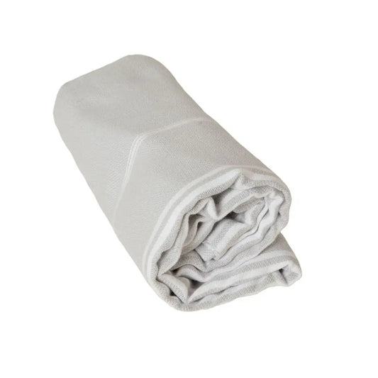 Santorini 100% Cotton Lightweight Hammam Beach Towel in Light Grey