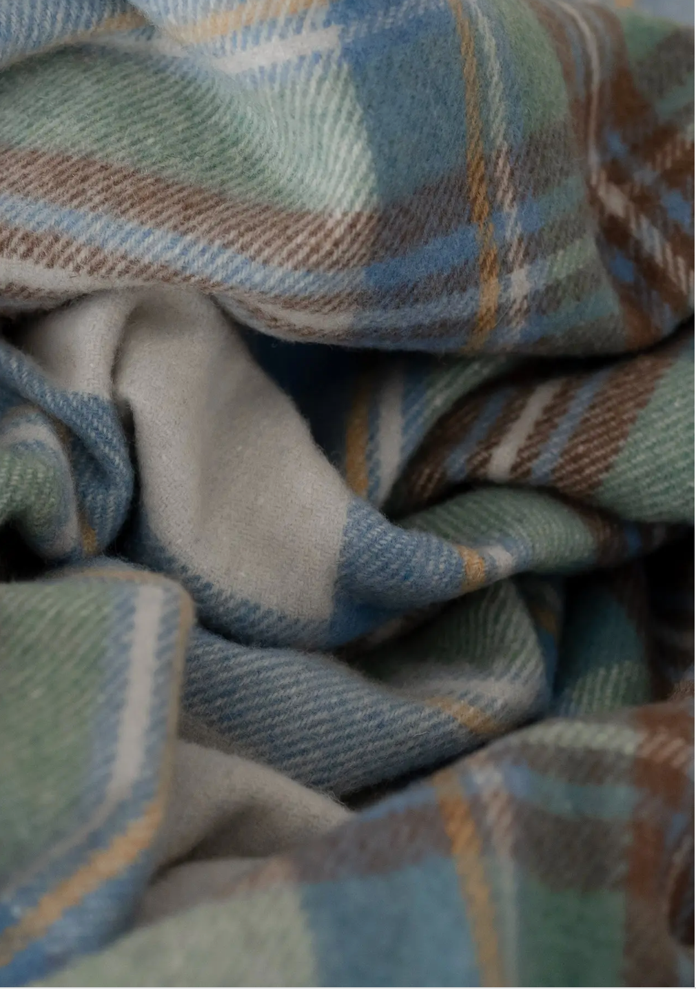 Recycled Wool Picnic Blanket Stewart Muted Blue Tartan