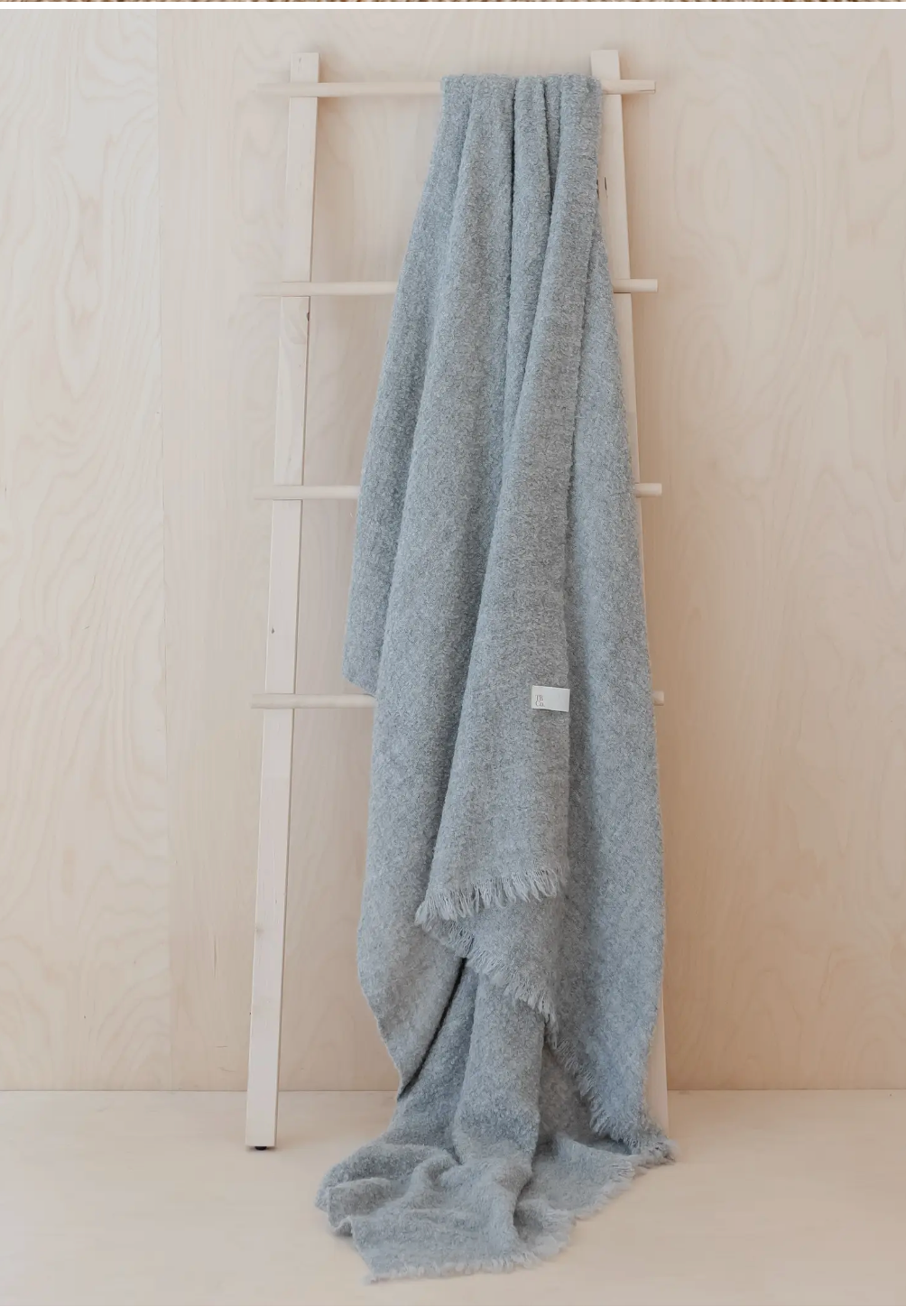 Undyed Alpaca Blanket in Light Grey Melange