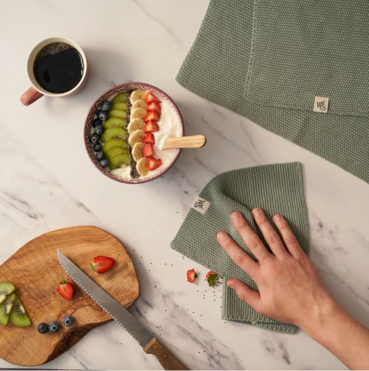 Hand Towels - 100% Organic Cotton - Moss Green