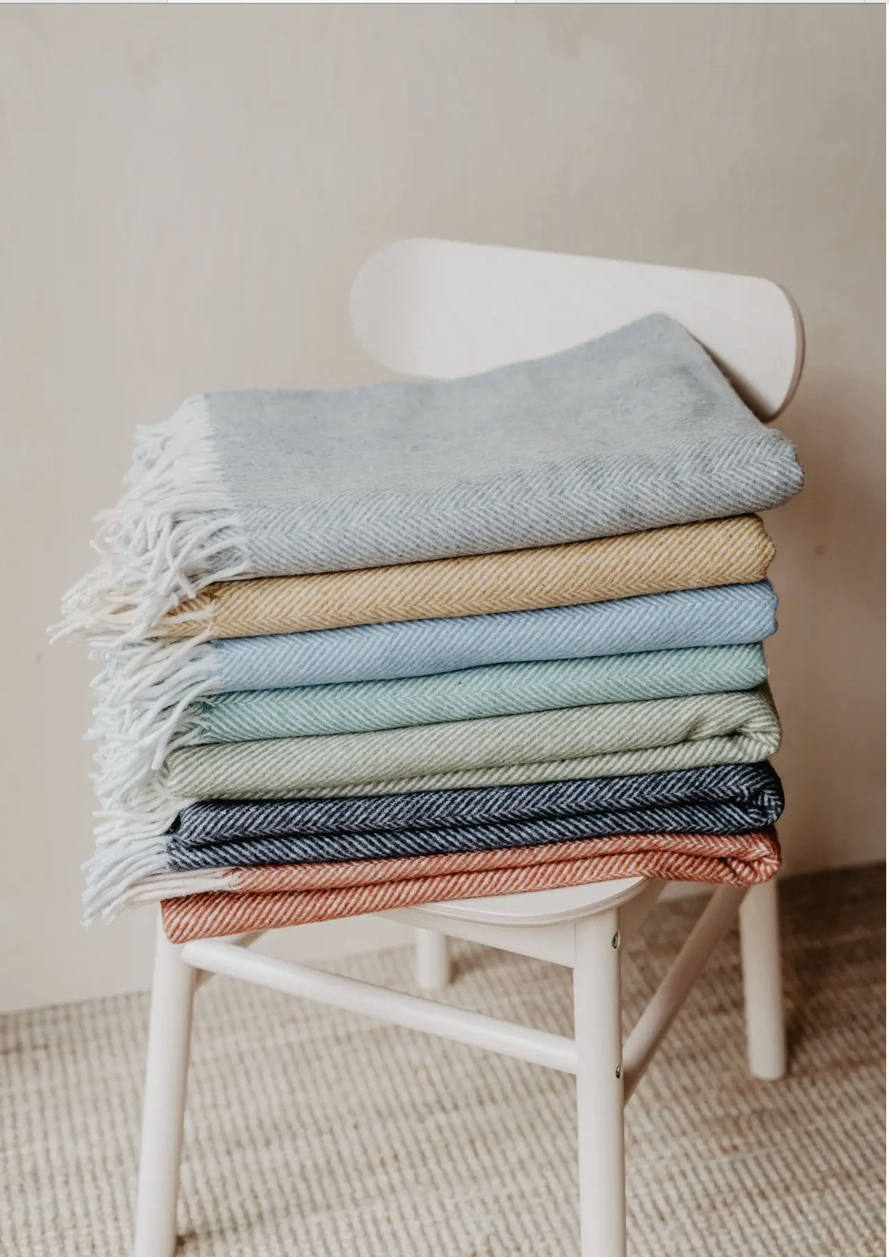 Recycled Wool Blanket in Charcoal Herringbone