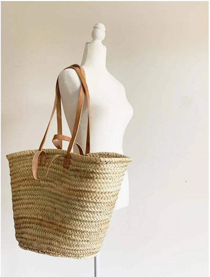 The Victoria Bag : Handmade Straw Bag with Natural Leather Straps (Short & Long)