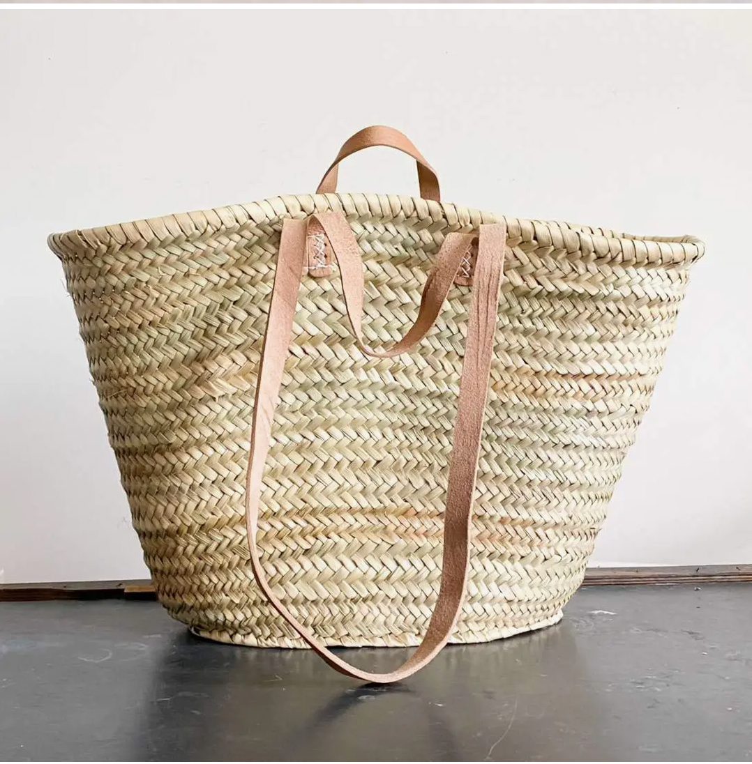 The Victoria Bag : Handmade Straw Bag with Natural Leather Straps (Short & Long)