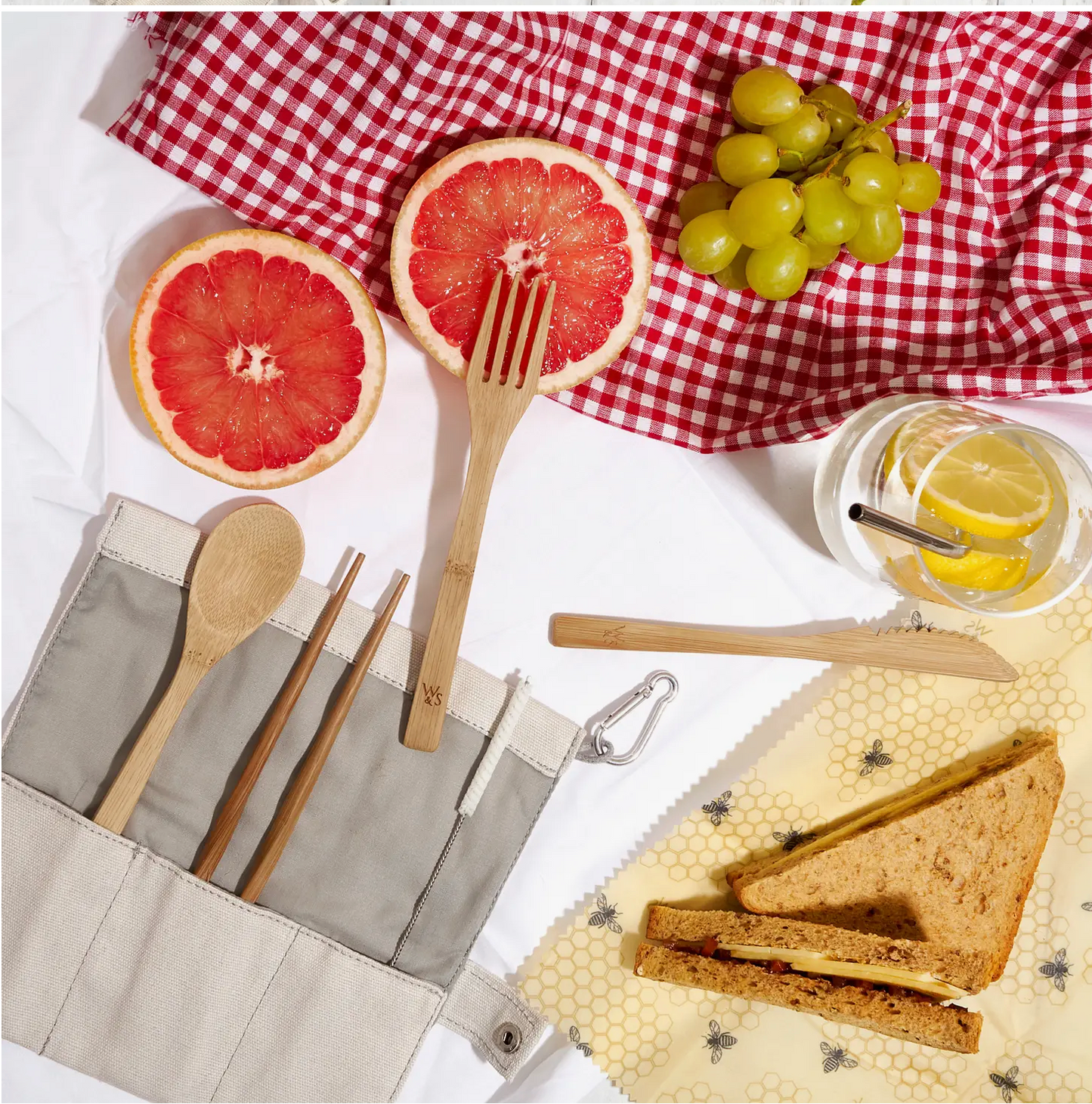 Reusable Bamboo Picnic Cutlery Set - 8 Piece