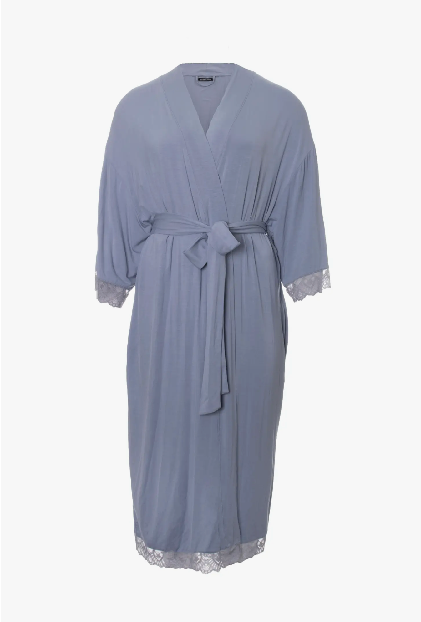 Bamboo Lace Kimono Robe in Blue Mist