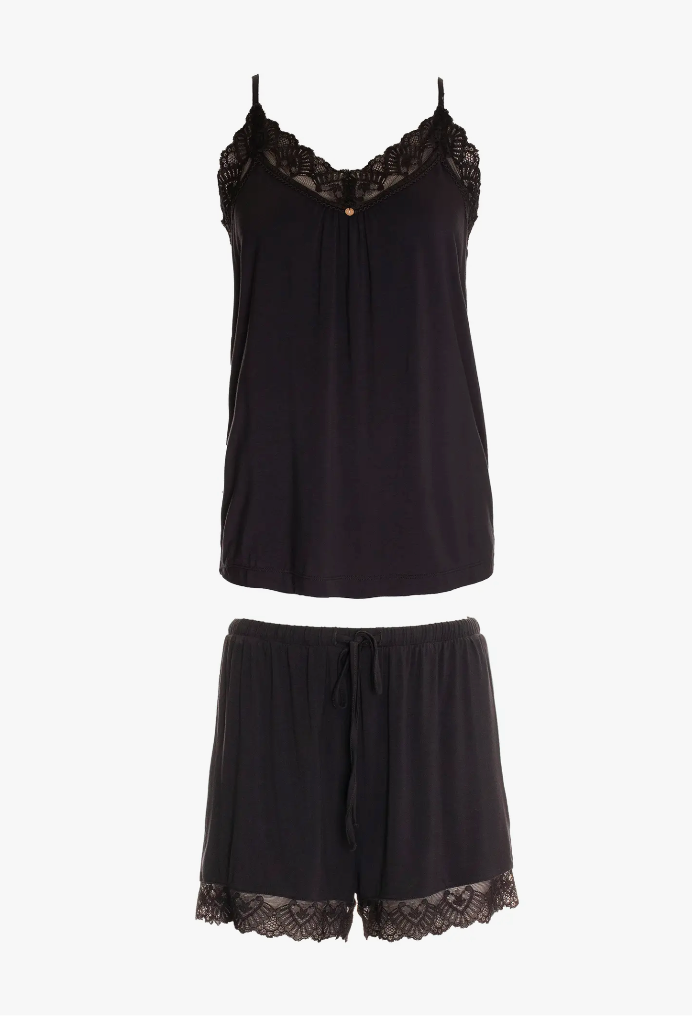 Bamboo Lace Cami Short Pyjama in Raven