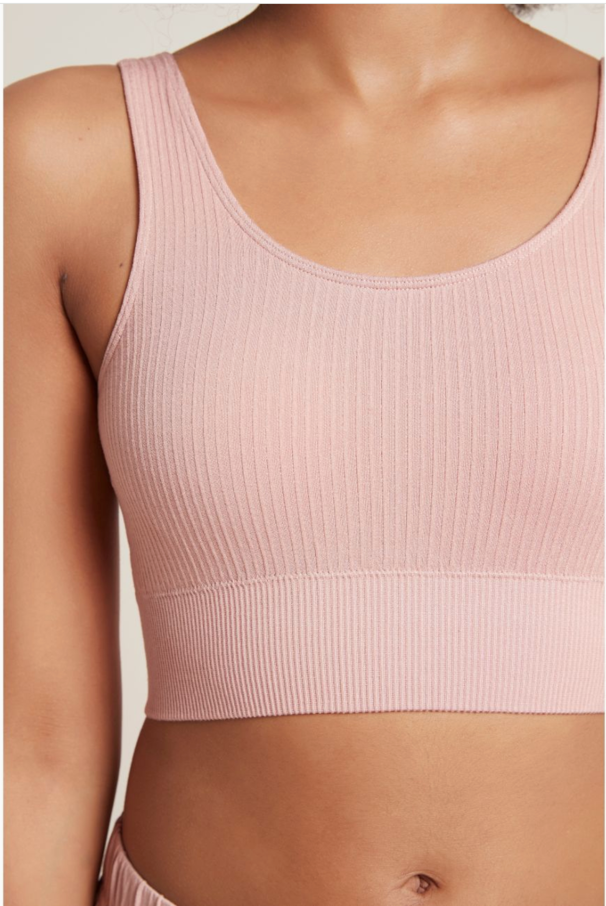 Bamboo Ribbed Seamless Bra Dusty Pink