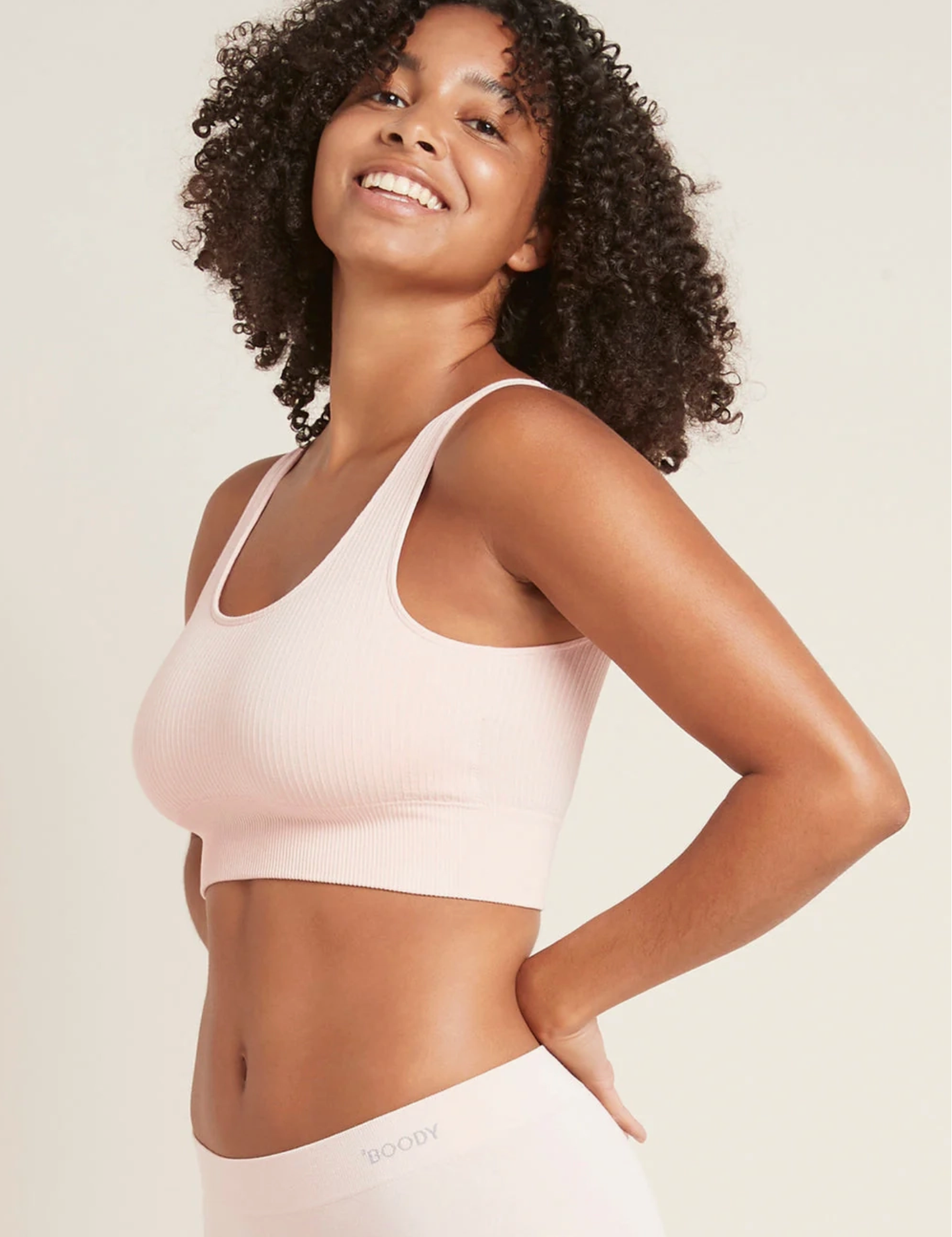 Bamboo Ribbed Seamless Bra Dusty Pink