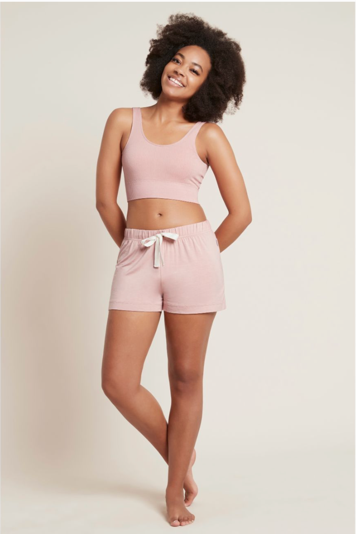 Bamboo Ribbed Seamless Bra Dusty Pink