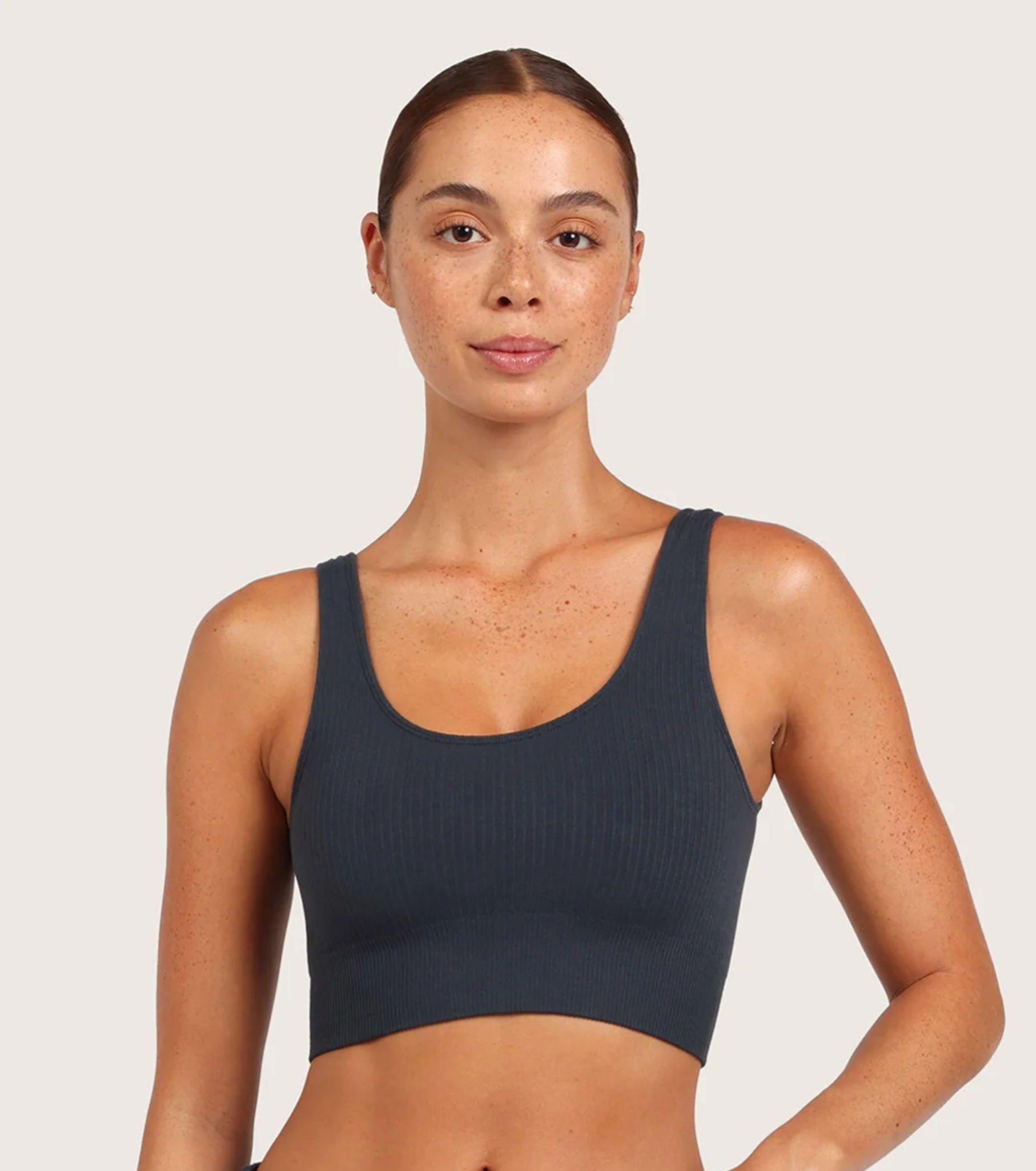 Bamboo Ribbed Seamless Bra Storm