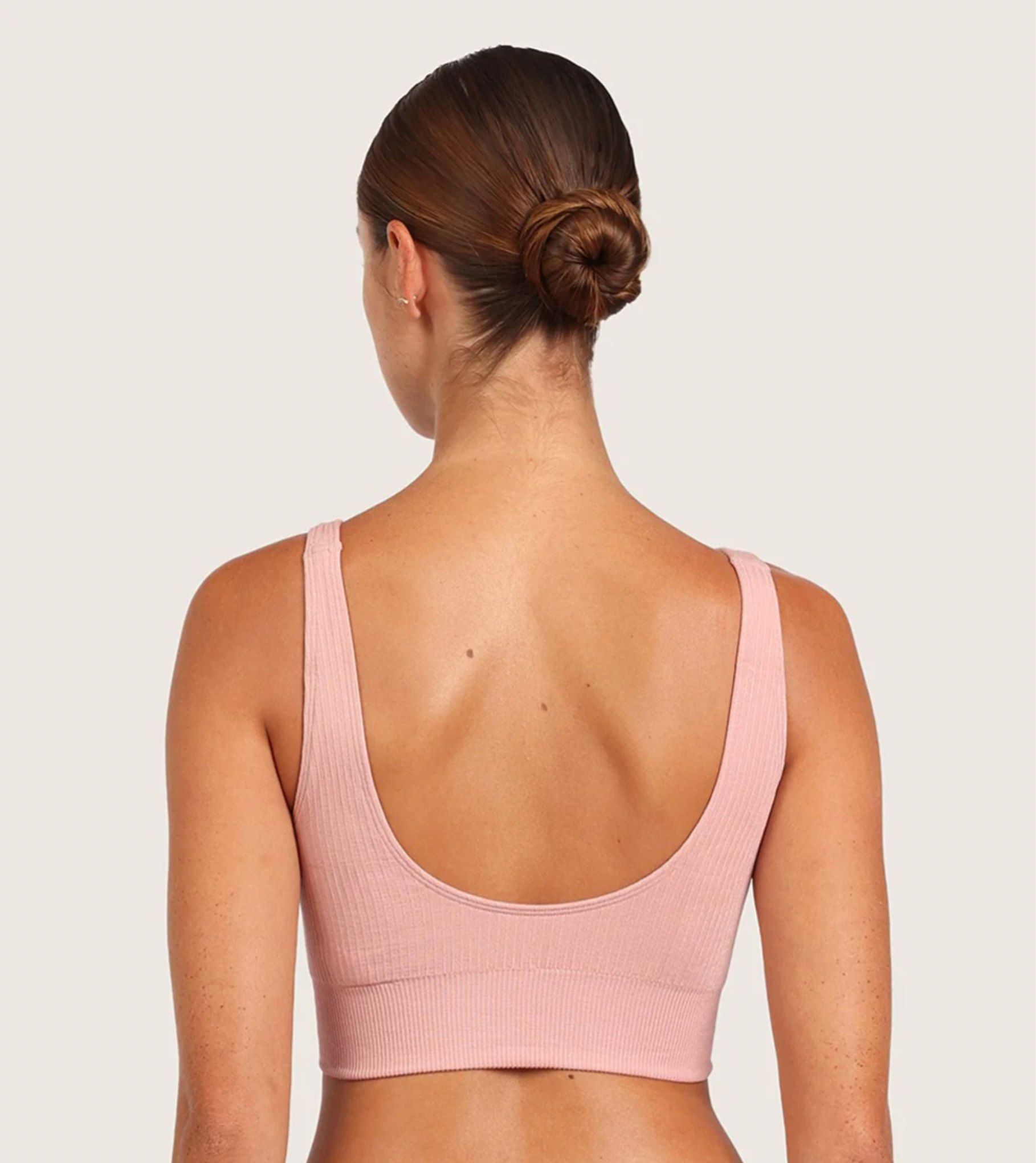 Bamboo Ribbed Seamless Bra Dusky Pink