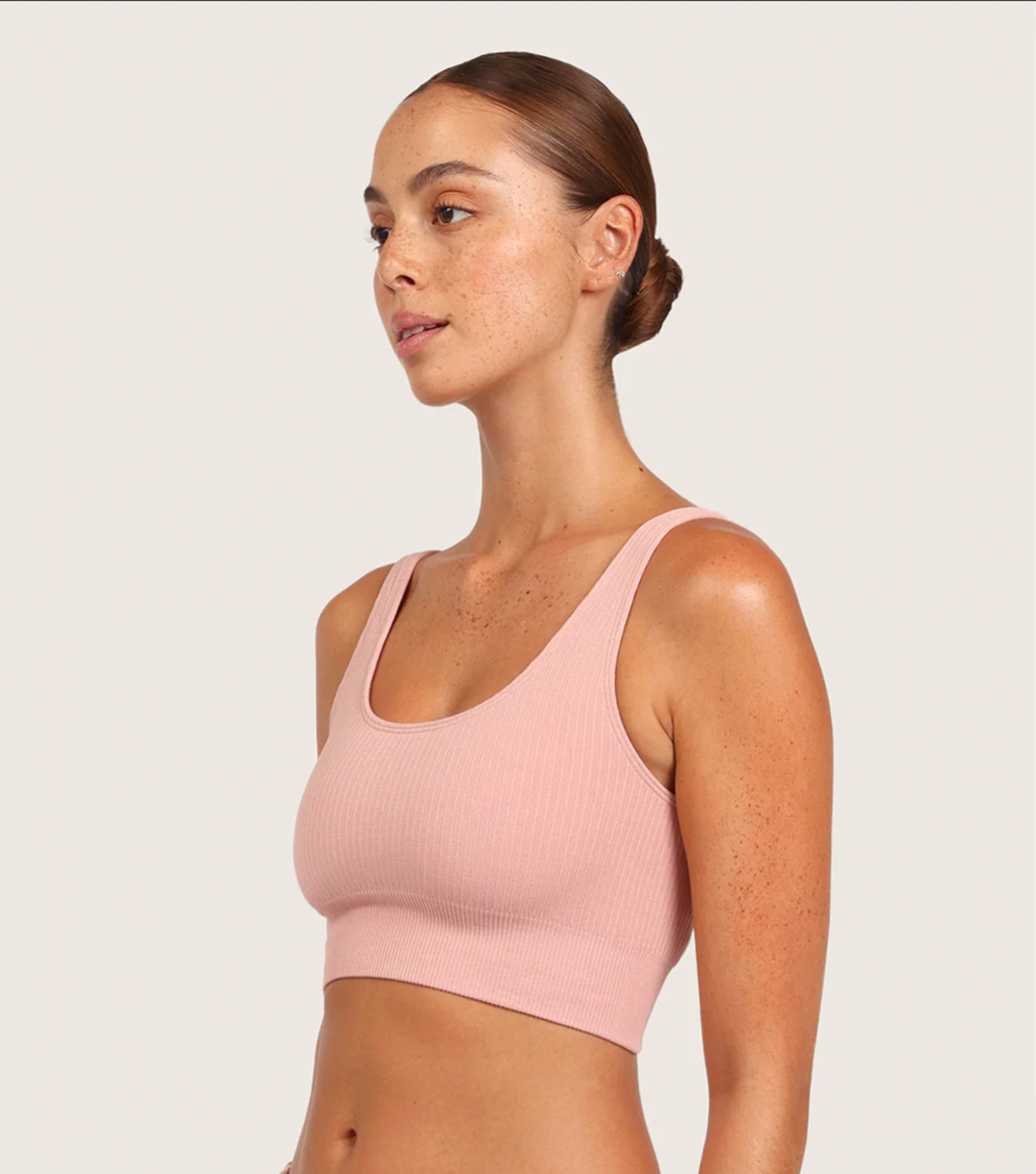 Bamboo Ribbed Seamless Bra Dusky Pink