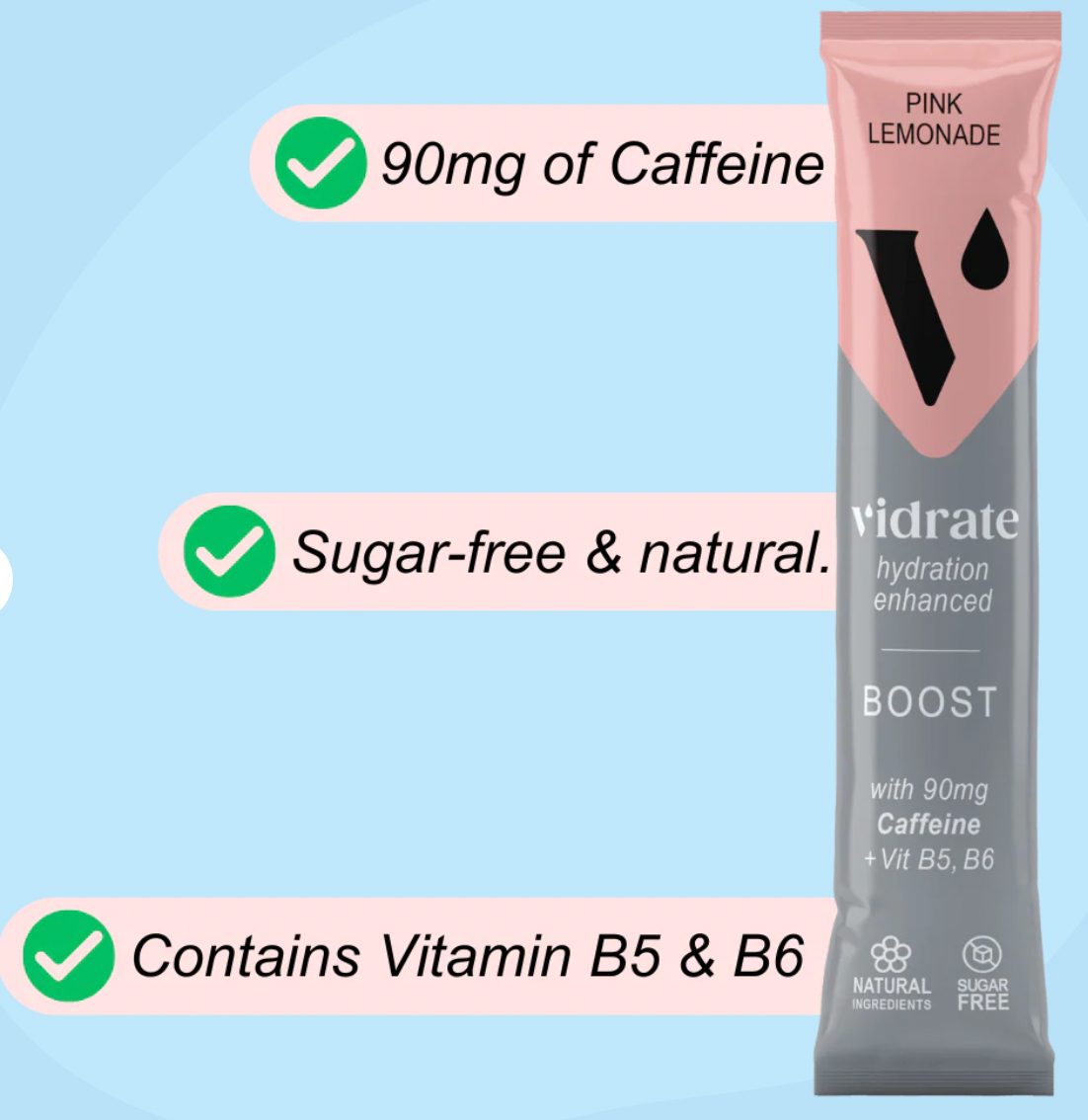 **NEW FLAVOUR** Vidrate Boost Pink Lemonade Hydration Sachets