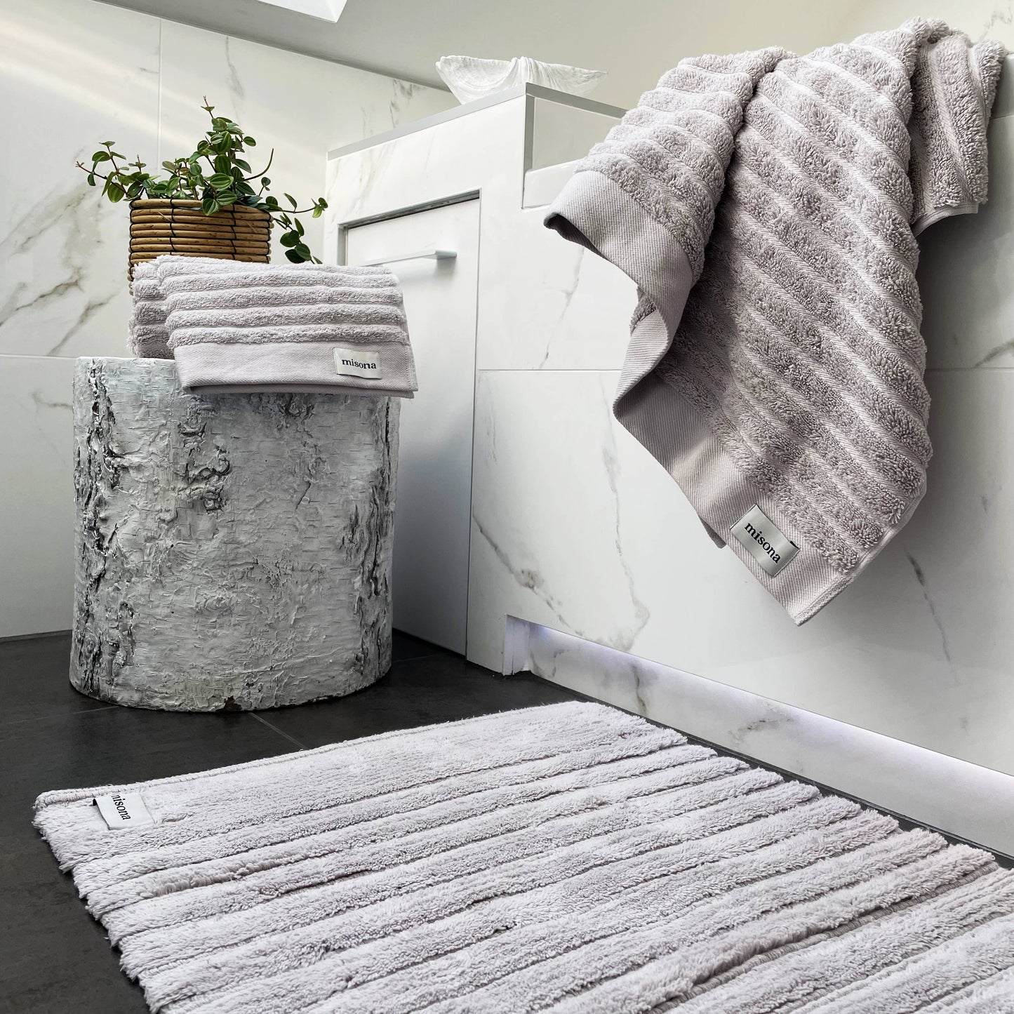 Organic Cotton Bath Mat & Bath Runner: Bath Mat / Light Grey