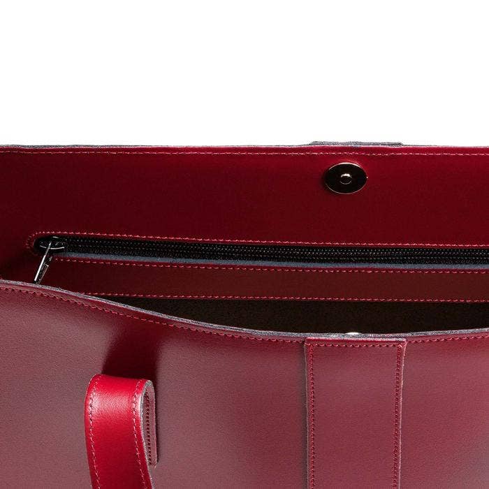 Handmade Oxblood Leather Shopper Tote Bag